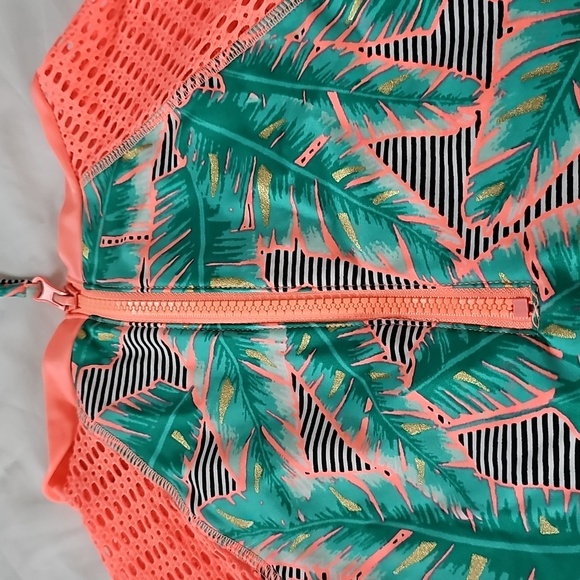 Girls Bathing Suit, Coral Palm One Piece, Size XL 14/16 - Picture 5 of 7